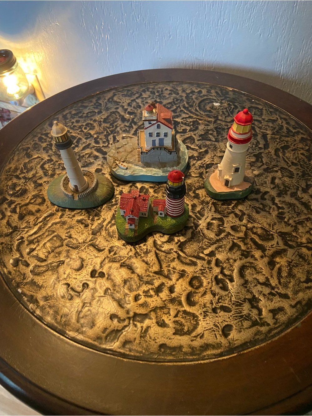 Lighthouse Miniature Figurine Set - Red, White, and Blue Coastal Accents